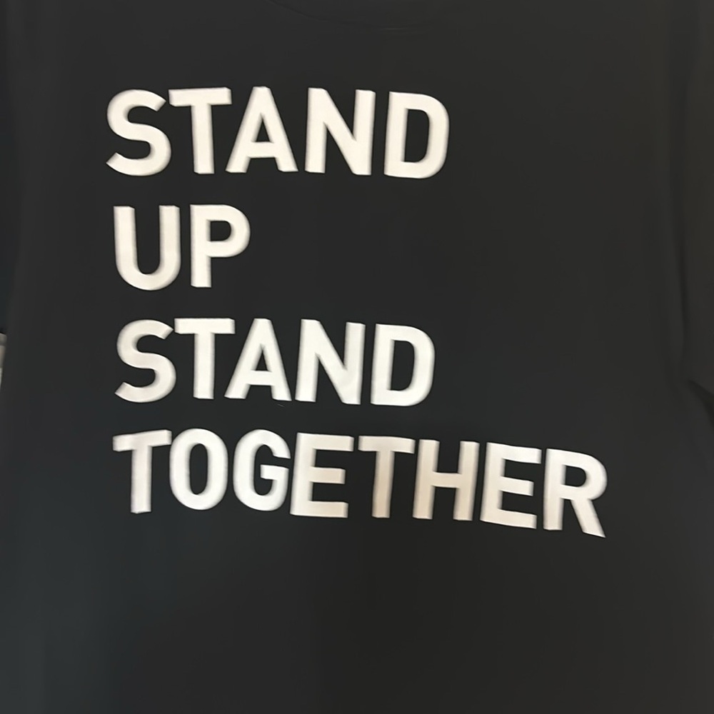ATHLETA BLACK DAILY CROP TEE STAND UP GRAPHIC SIZE LARGE - Picture 5 of 7